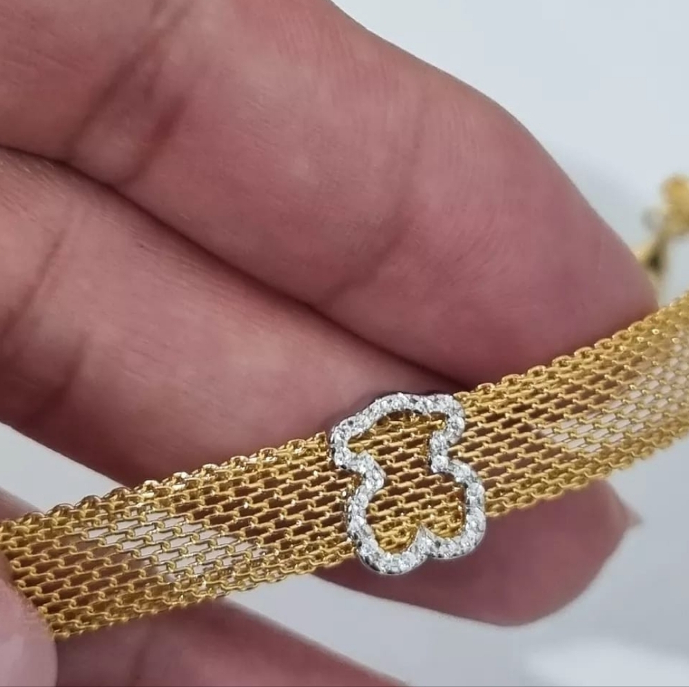(SOLD)Tous White And Yellow Bear Mesh Bracelet - Picture 10 of 10